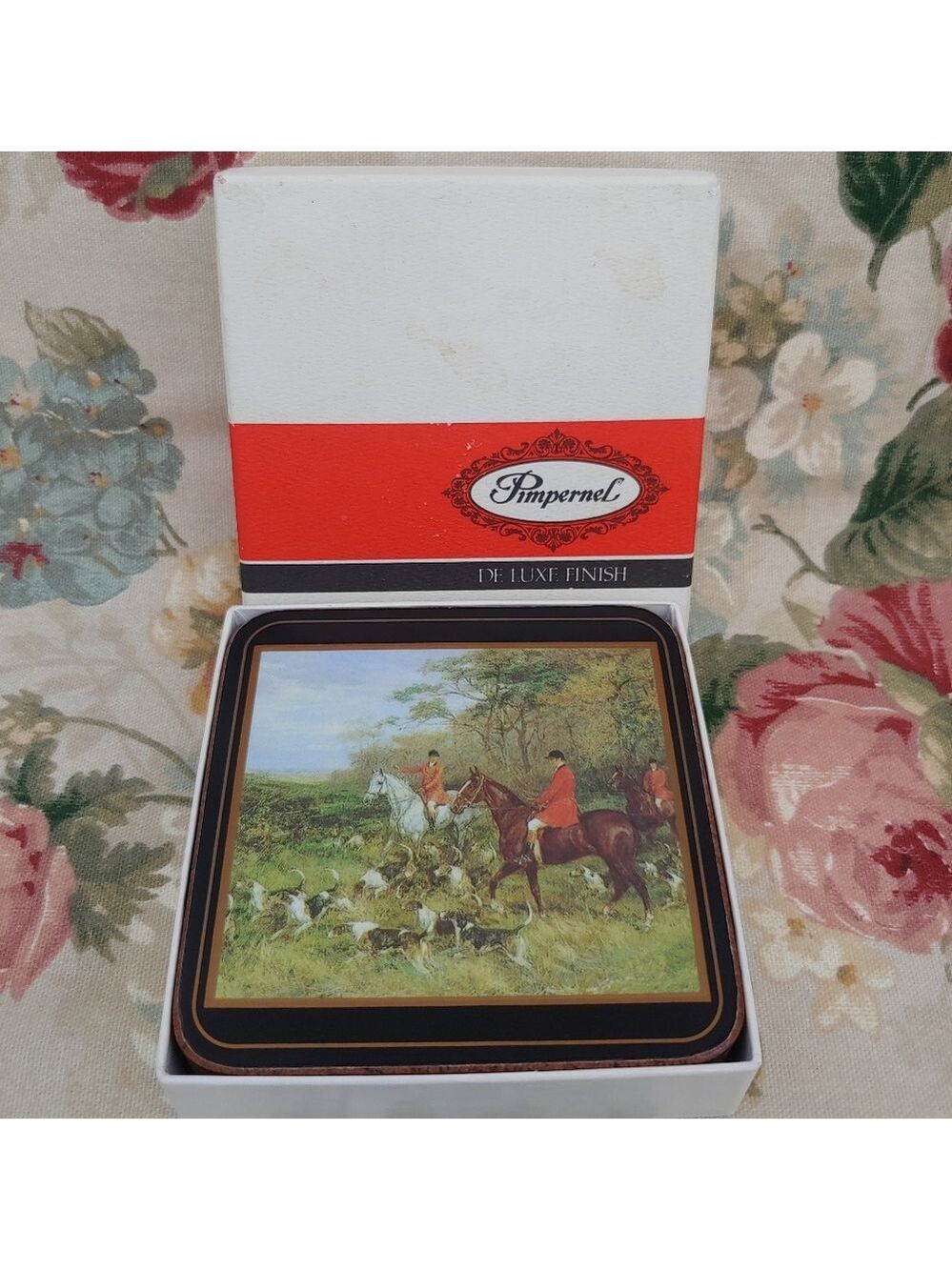 Vintage Pimpernel Delux FinishTally Ho Coaster Set from Wolf Wile Stores
